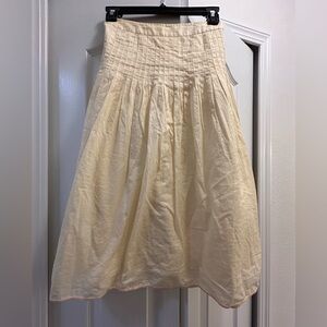 J. Crew Cream A-Line Pleated Skirt Cotton size 6